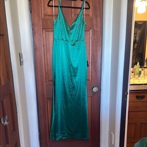 Elegant Green Satin Gown NWT